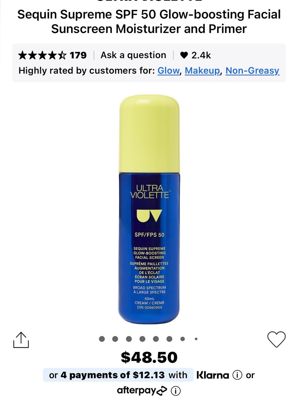 BNIB Sephora Sequin Sunscreen SPF 50+